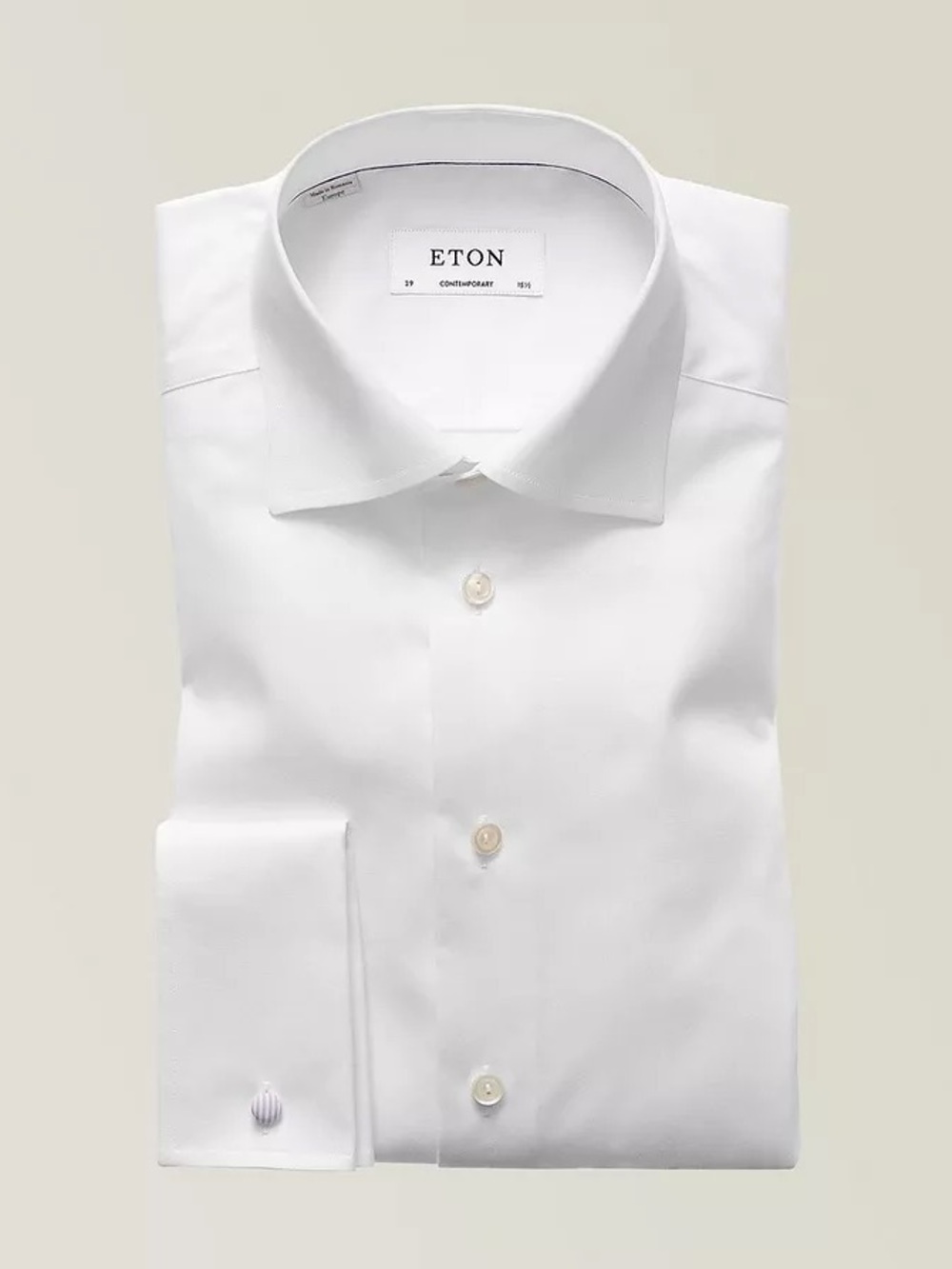 Eton Contemporary-Fit Twill French Cuff White Dress Shirt Size 17